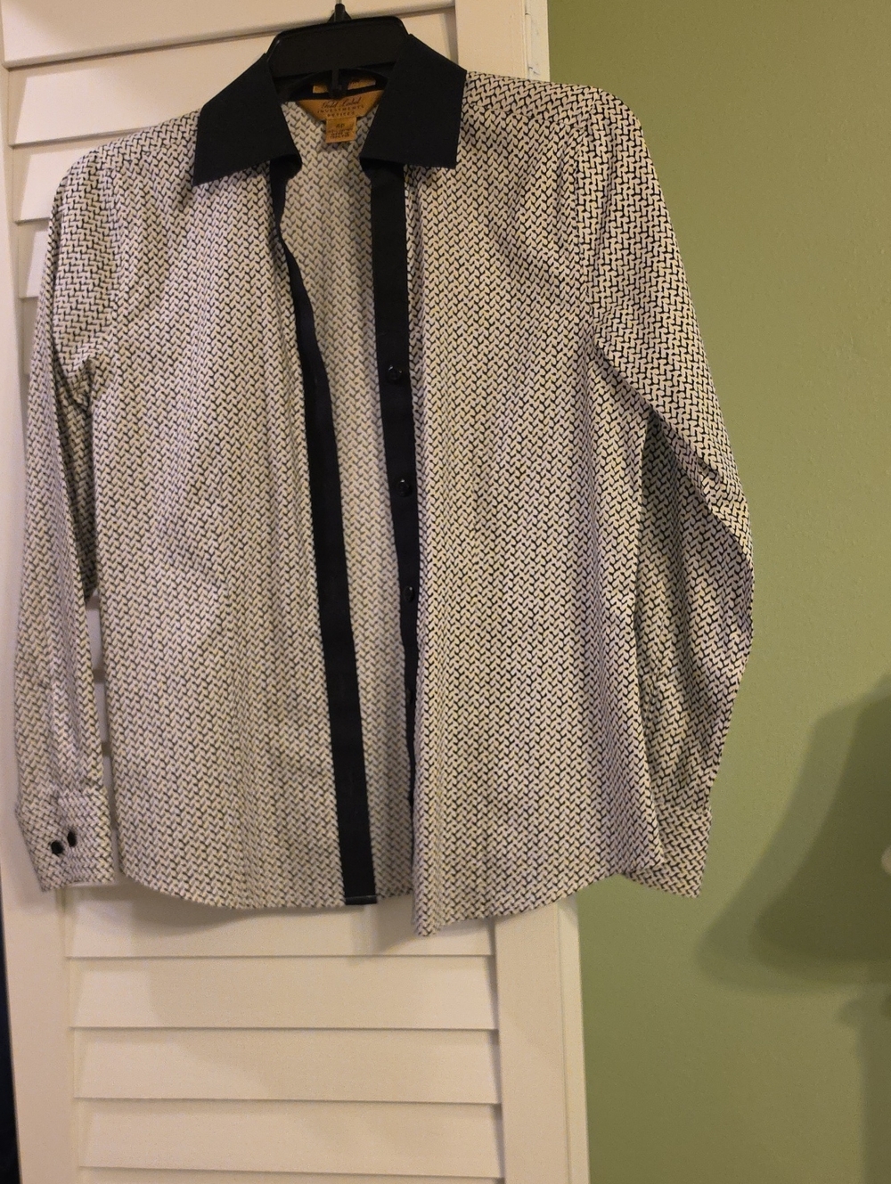 Black & White Patterned Ladies Gold Label Investments Shirt with Contrast Collar